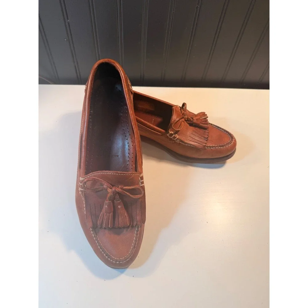 Cole Haan Mens 10.5 D Tan Leather Kiltie Tassel Loafers 3133 Made in Brazil